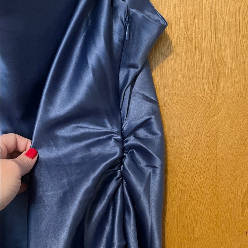NWT BHLDN Emery Square-Neck Stretch Satin Midi Dress XXL, Slate (blue) - Picture 7 of 14